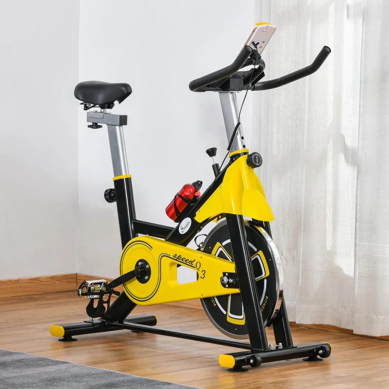 HOMCOM Fitness exercise bike with multifunctional LCD display, adjustable saddle and handlebars