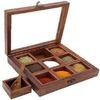 Wooden Handmade Square Storage Box Multipurpose Tabletop Glass Top Lid