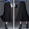 Женская осенне-зимняя вязаная юбка, женская юбка с высокой талией, тонкая плиссированная юбка трапециевидной формы средней длины