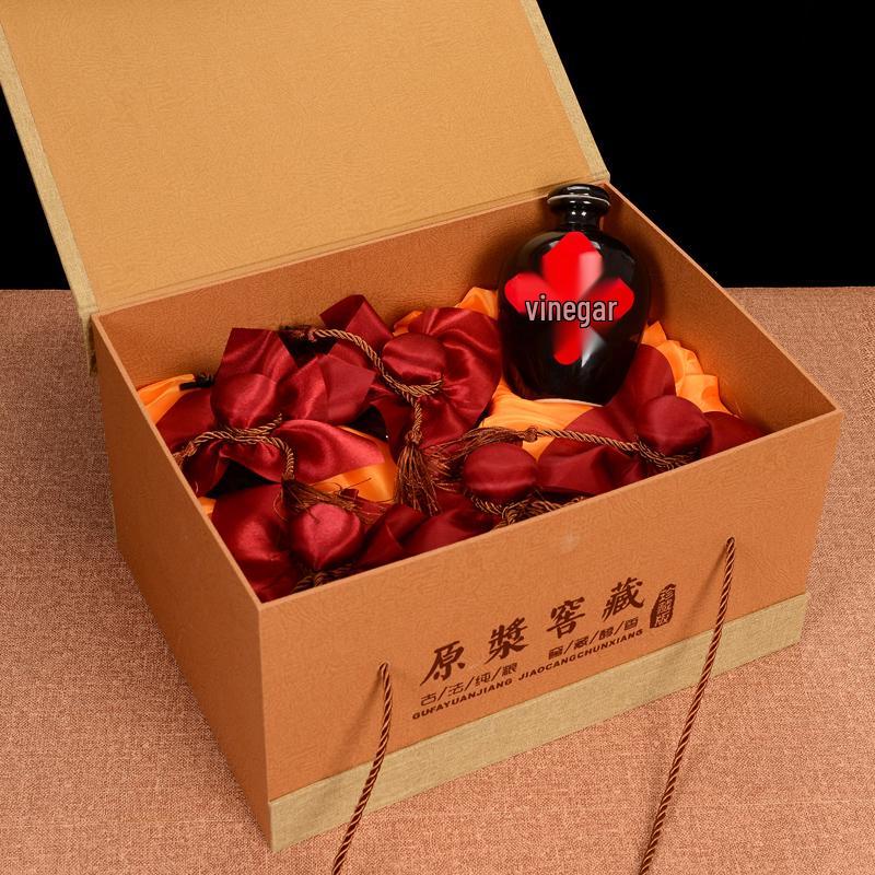 Shanxi Old-Fashioned Ceramic Vinegar Jars - Empty Gift Boxes Available in Half, 1, 2, 3, and 5 Catty Sizes