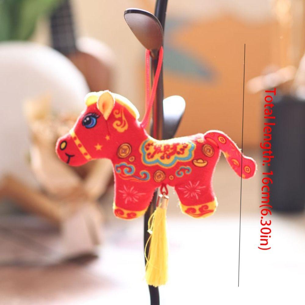 Cute Stuffed Animal Keyring Mascot Dolls Cartoon Steed Doll Zodiac Pony Figurine  Year of Horse