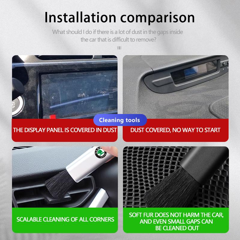 AAABS1 Car Retractable Cleaning Brush Air Conditioner Computer Cleaning Brush For Skoda Kamiq Karoq Octavia 2 3 Rapid Scala Kami Fabia