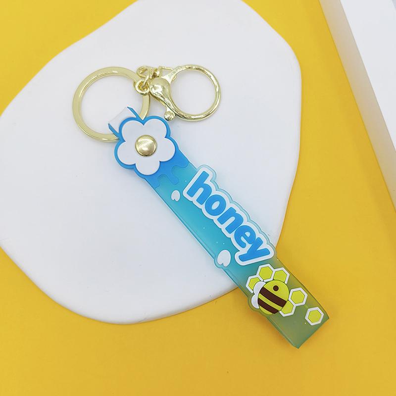 Прозрачный ПВХ мягкий резиновый брелок для ключей английский маленький цветок желе цвета сливы конфетный цвет капли клейкий браслет