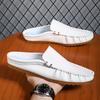 Leather Half Shoes for Men Backless Loafers Slippers Mules Men Casual Shoes Outdoor Man Slides Men's Flats Non-slip Lazy Shoes