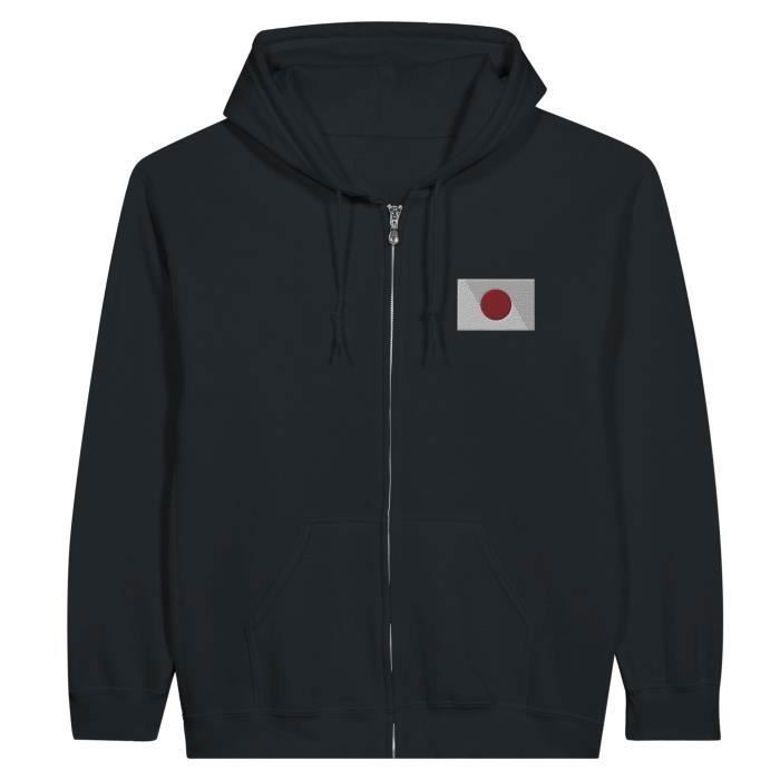 Sweat à capuche - PIXELFORMA - Drapeau du Japon - Noir - Длинные маншки - Col capuche