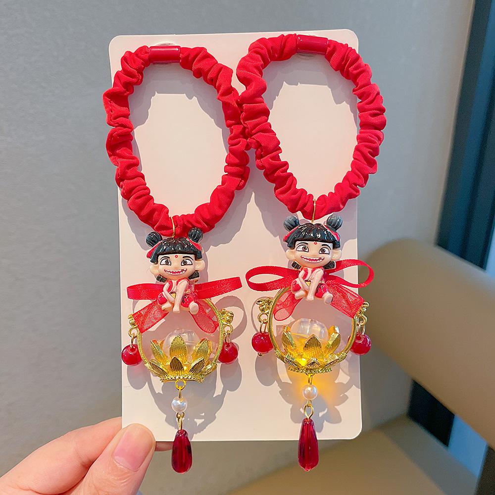 Нежа Панда Рождественские резинки для волос и повязки на голову для девочек - Мультяшные аксессуары для волос без повреждений