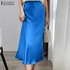 Solid Color Summer Casual Zipper Long Skirts