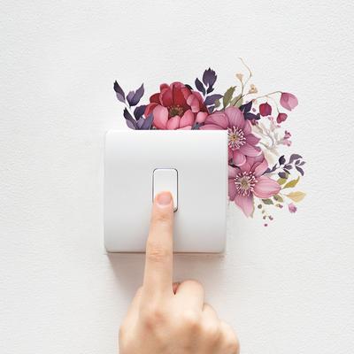 Акварельные зеленые растения цветы спальня гостиная украшение для дома переключатель настенная наклейка