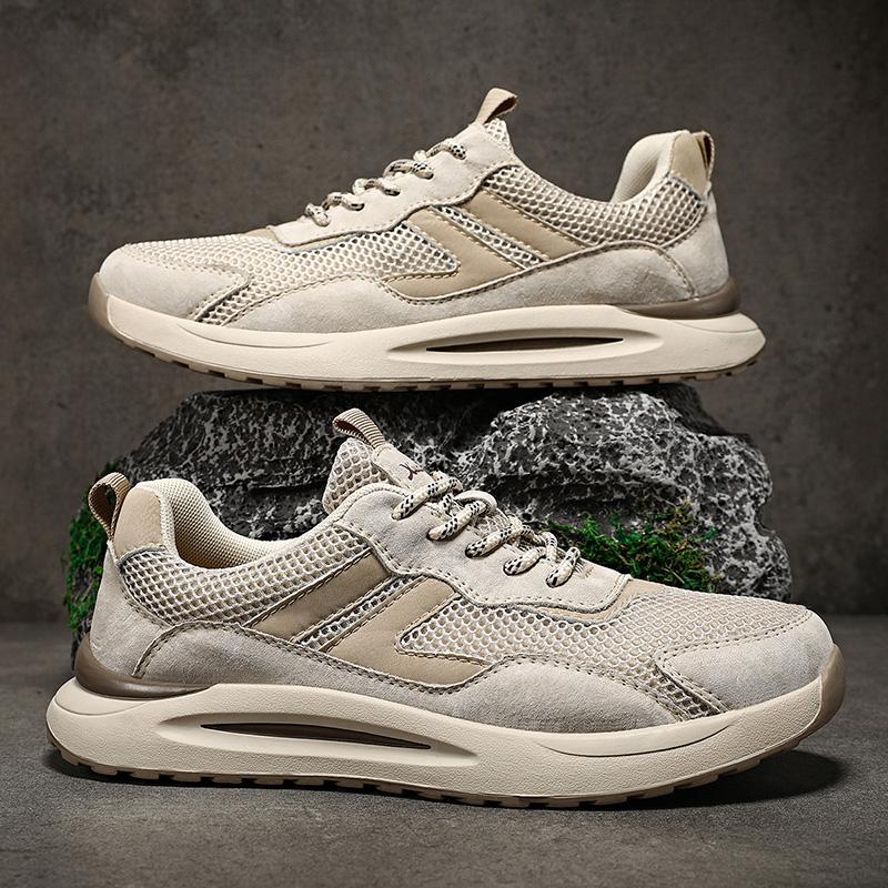 Модные мужские спортивные туфли из натуральной кожи, удобные, дышащие, для отдыха, с сетчатым верхом, для улицы, для бега, новые, трендовые, для путешествий