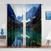 Горы Пейзаж Прозрачная Вуаль Шторы Озеро Отражение Воды Деревья Осенние Окна Тюлевые Шторы для Гостиной Шторы Декор