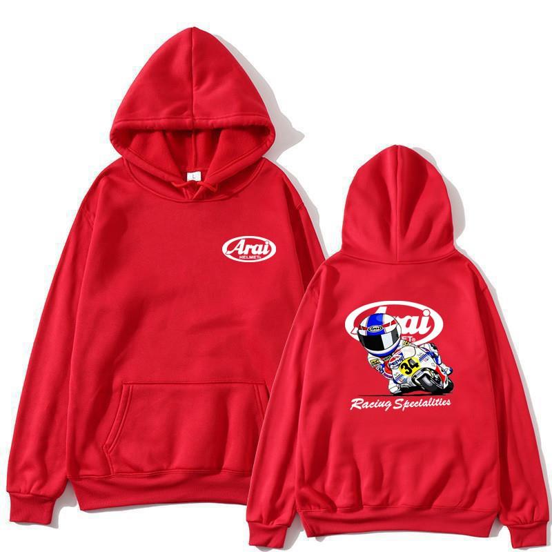 Mens Hooded Sweatshirt With Motorcycle Print - Loose Fit Cotton Blend Pullover Fall Casual Wear
