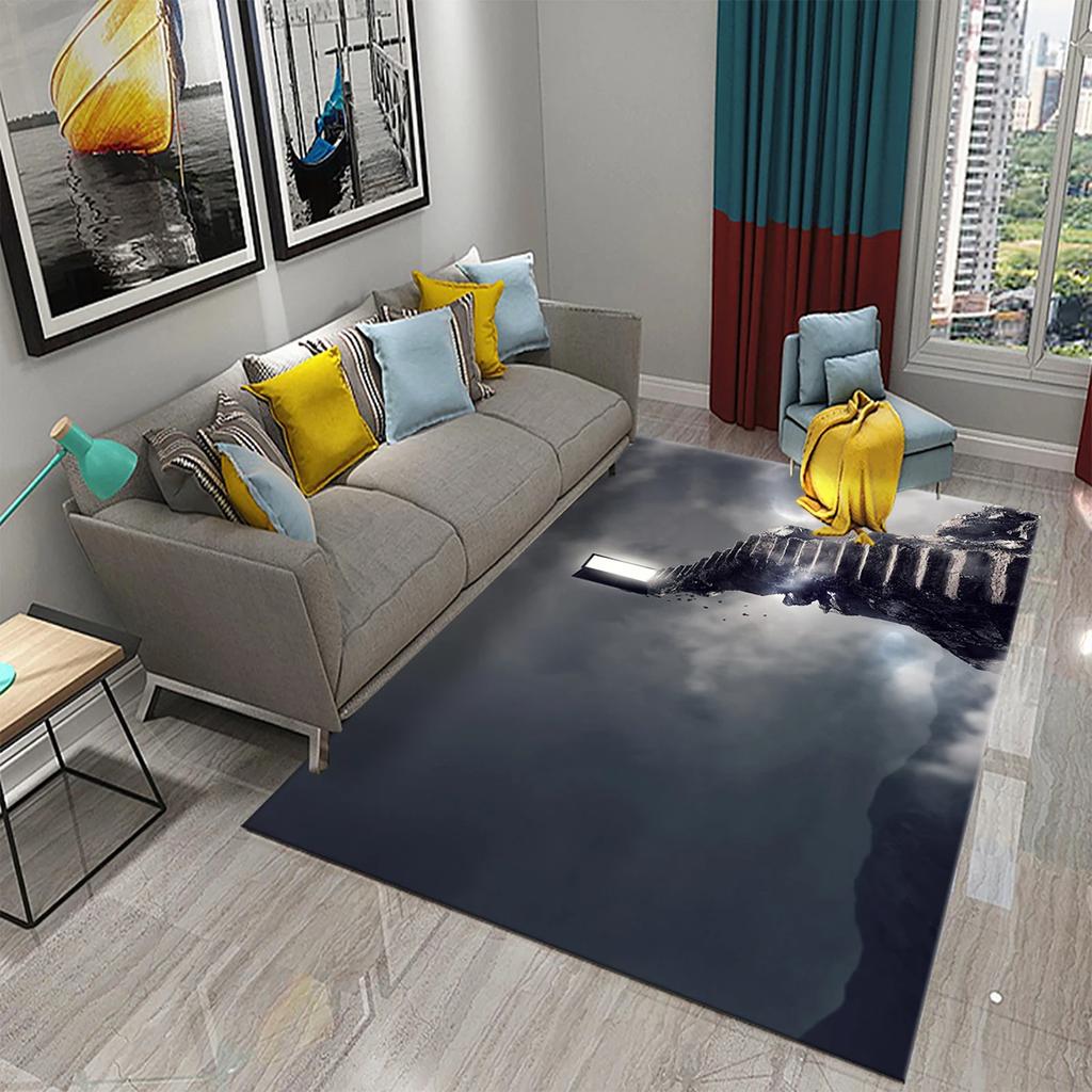 Визуальное искусство Ковер Синий Океан Замок Принт Коврик Креативный Дизайн Прямоугольные Ковры для Зоны Коврики для Йоги Плоский Коврик Декор для Гостиной Придверный Коврик