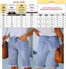 Plus Size Women's Casual Washed Blue Denim Shorts
