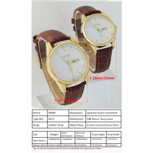 Watch Men's Business Arm Watch Men's Waterproof Brown Leather Belt Quartz Analog Stylish Classic Casual Simple Date Day of the Week Lightweight Men's