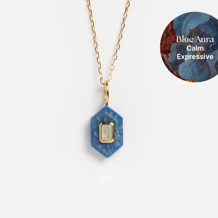 Natural Stone Energy Necklace Women'S Style Stainless Steel Sense Color Retention Fashion