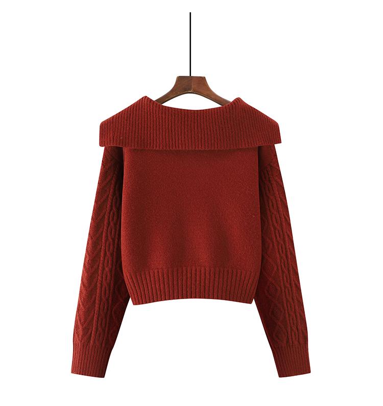 Винтажный отложной воротник свободные пуловеры свитера женские осенние и зимние длинные рукава повседневные вязаные свитера женские простые однотонные модные трикотажные изделия 25409