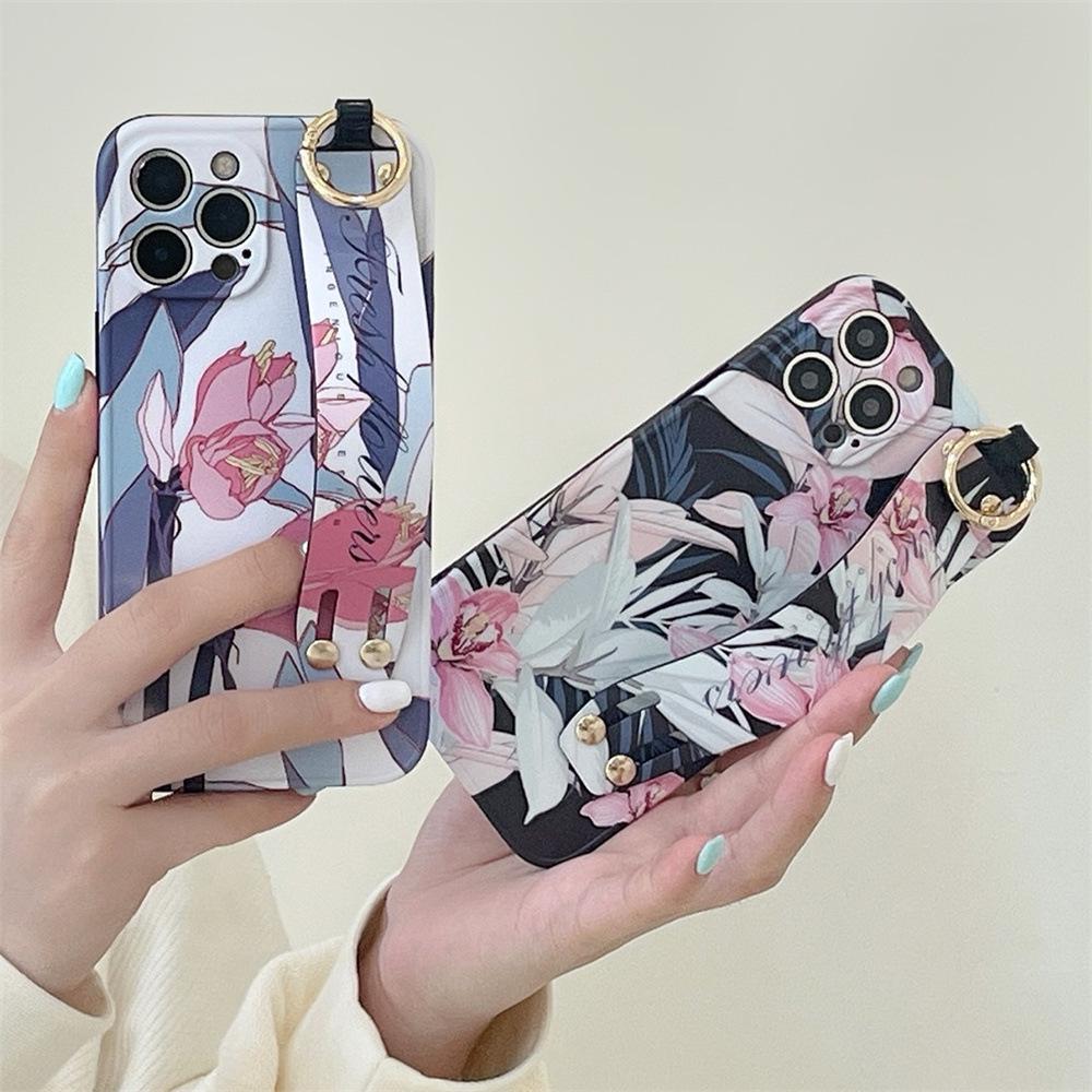Чехол для iPhone с ремешком Orchid Flower — совместим с XS Max, 15 Pro, 14/13, XR, 12, 11
