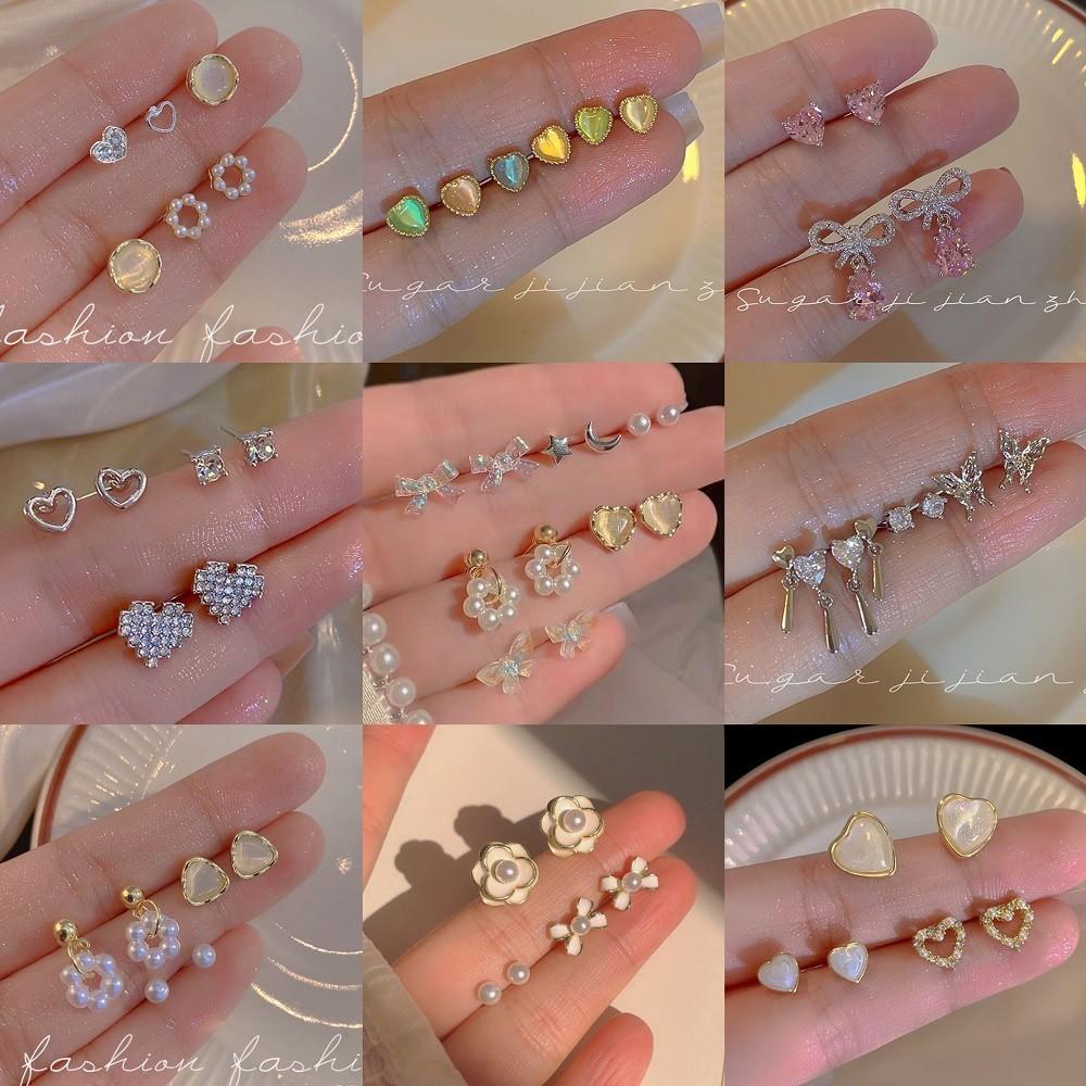 iF ME Корейские серьги-бабочки в форме сердца для женщин, комплект сережек для пирсинга в виде хрустальной звезды, модные аксессуары, ювелирные изделия