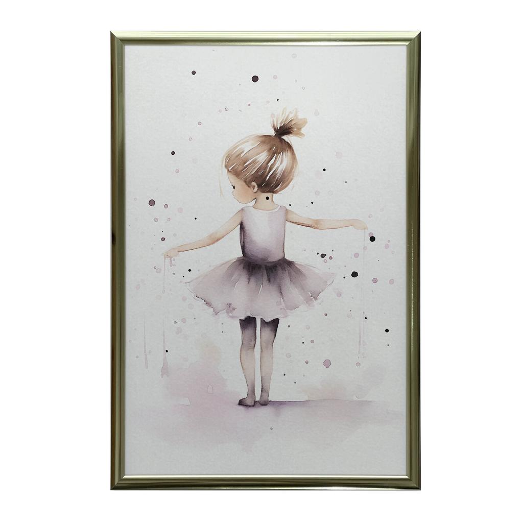 Tańcząca Balerina - Różowa Magia Tańcząca Balerina - Różowa Magia, 70X100 Cm, Rama Drewniana Ciemny Brąz, Papier Matowy 230 Gsm