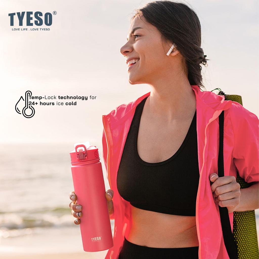Tyeso Water Bottle with Lid Insulated Stainless Steel Thermos Travel Sports Water Bottles For Cold and Heat Thermal Mug