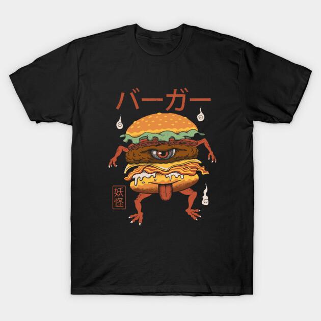 Asian Size Cotton Unisex Tshirt Print T-shirt Yokai Burger T-shirt No-Cut Print Regular Fit