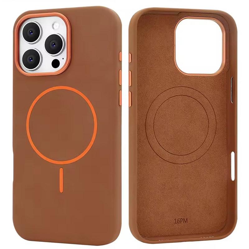 Роскошный чехол для телефона Magsafe из ТПУ кожи для iPhone 16 15 14 13 Pro Max с магнитной беспроводной зарядкой и противоударным покрытием из сплава