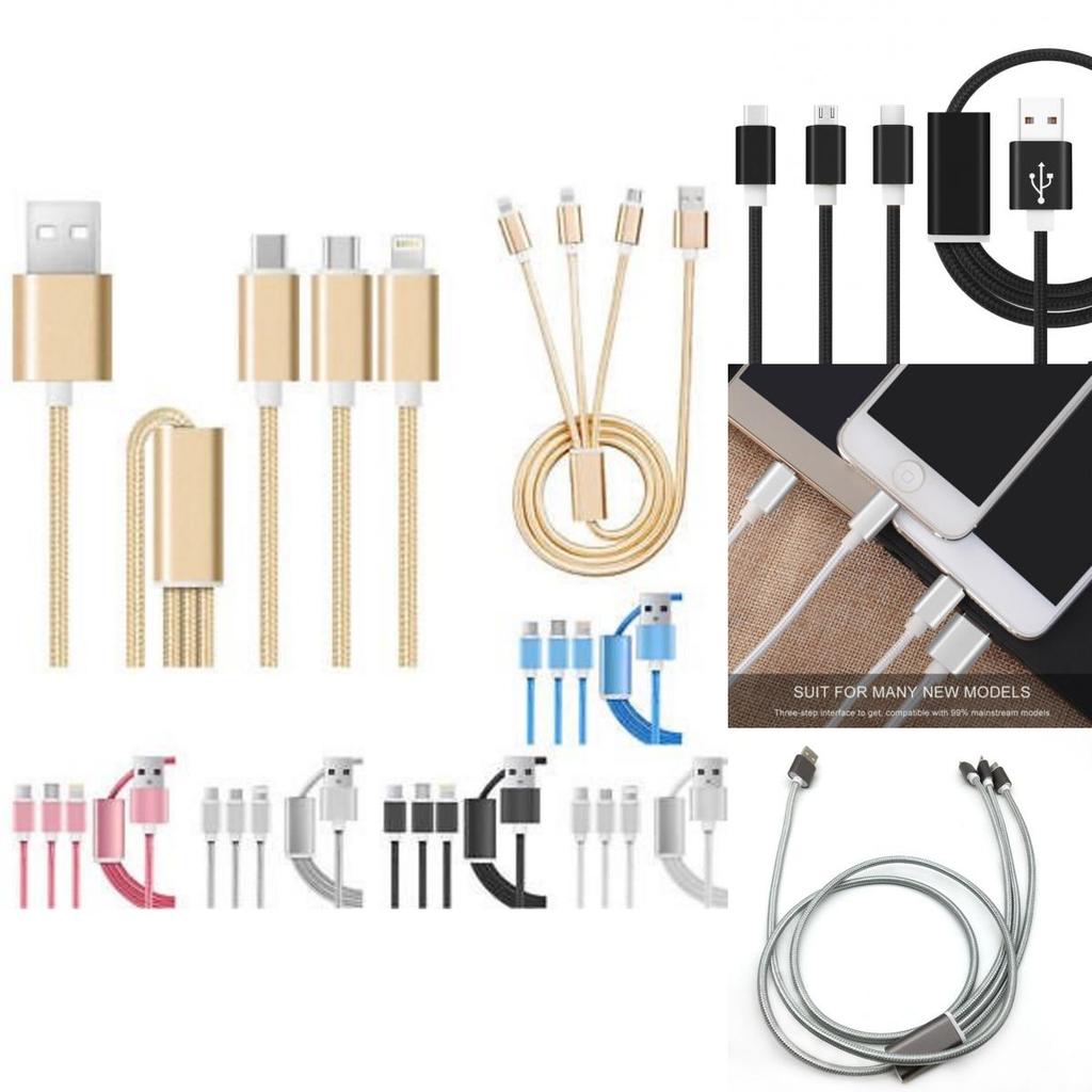 USB 3-в-1 Зарядный кабель Micro Type-C Кабель для синхронизации данных Для iPhone 5 6 7plus Android