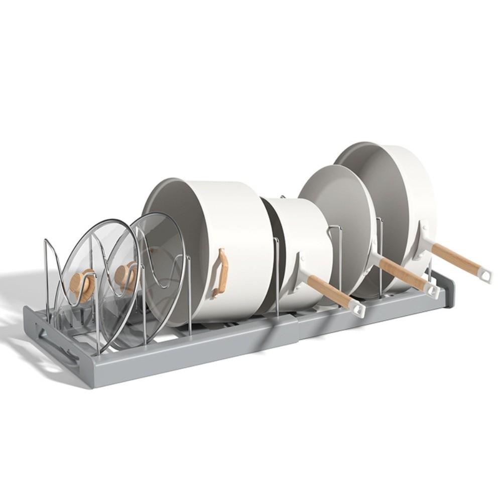 Adjustable Pans Organizer Rack 7 Grid Pots Holder New Compartments Dish Storage Rack