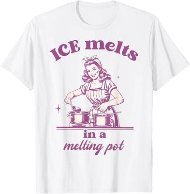 ICE Melts In a Melting Pot Vintage Retro Anti-ICE Unisex T-Shirt