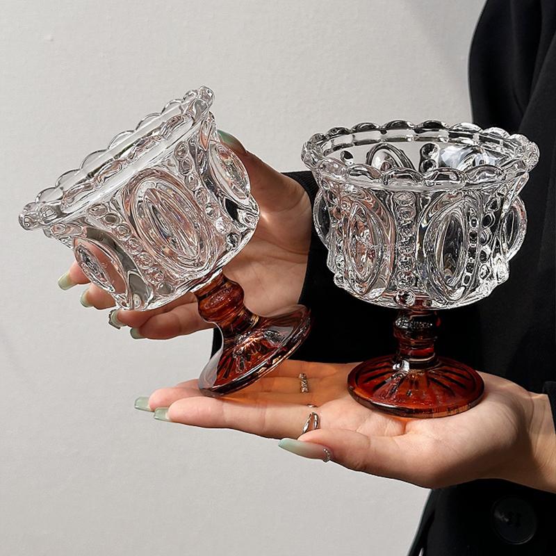 1 шт., модный десертный стакан для мороженого, йогурта, пудинга, мусса, десертная миска, сервировочное блюдо, стеклянная чашка для парфе на высокой ножке, элегантная 11,6x10 см