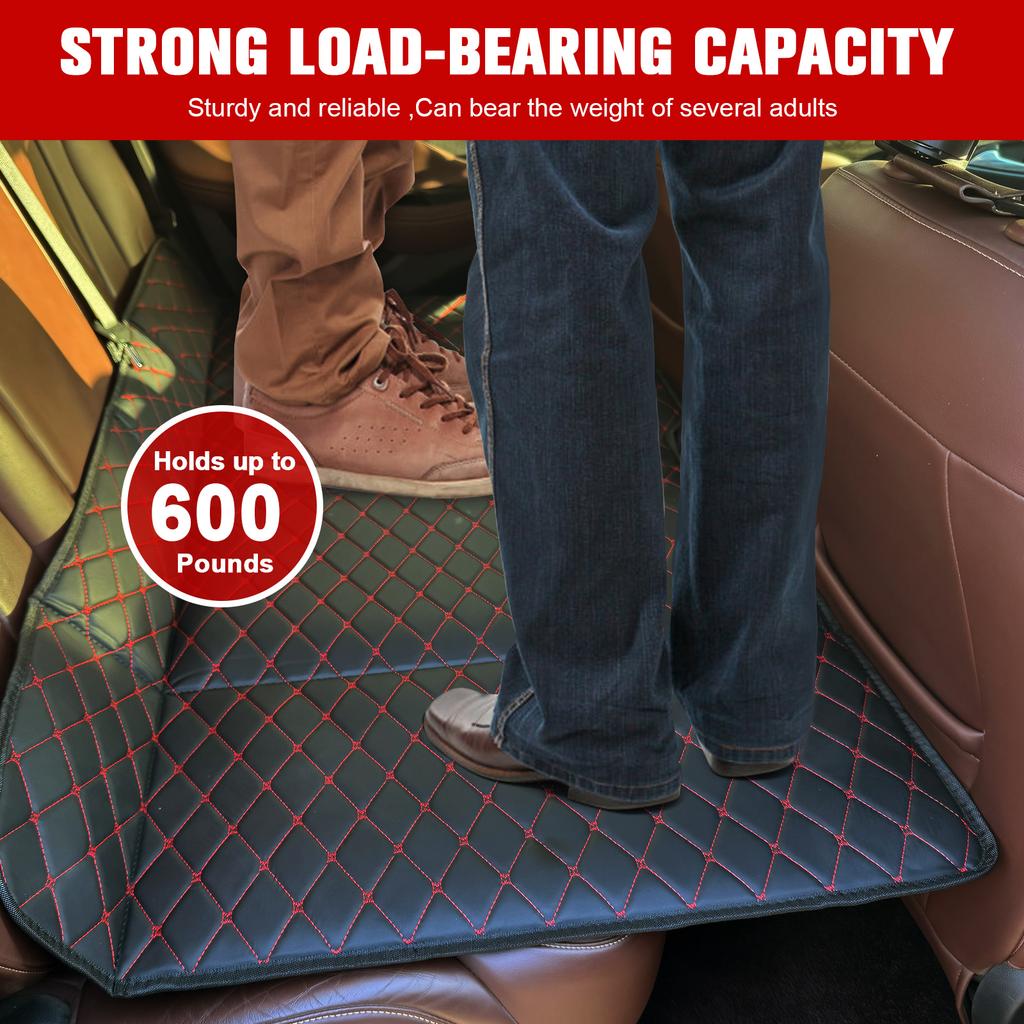 Foldable Bed for Car Backseat PU Leather Travel Mattress Non-Inflatable Perfect for Comfortable Road Trips for Sedan SUV Truck