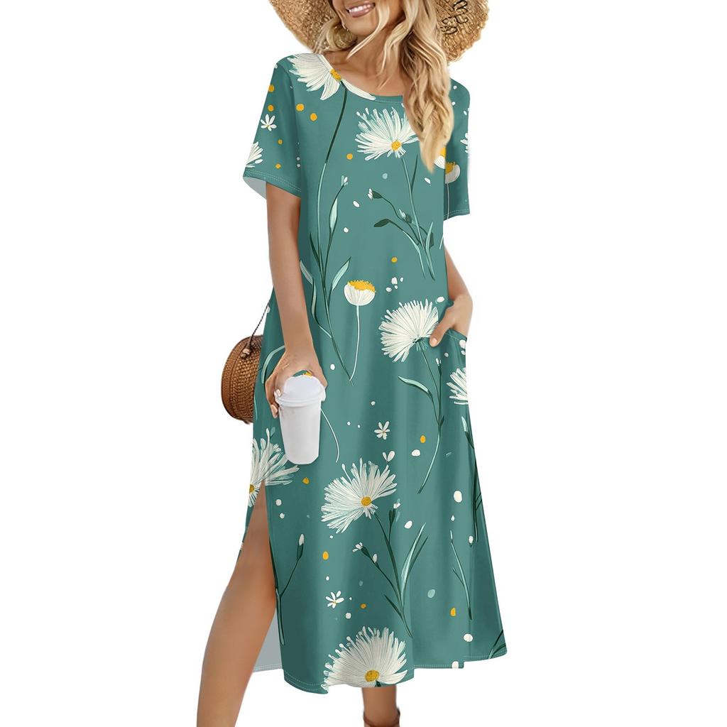 Женское модное летнее платье с цветочным принтом в стиле ретро, повседневное пляжное платье, облегающее платье для отпуска