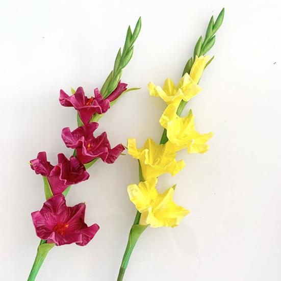 Artificial Gladiolus Flowers 22" Real Touch Flower with Long Stem 4 Full Blooms