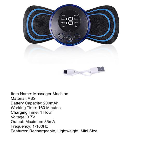 Mini Massager Machine 8 Modes Low Frequency Rechargeable Full Body Pain Relief Therapy Device Physiotherapy Instrument Muscle Stimulator