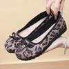 The New Popular Bow Leopard Print Light Mouth Square Head Flat Heel Comfortable Soft Low Heel Versatile Single Shoes Soft Sole Is Not Tired
