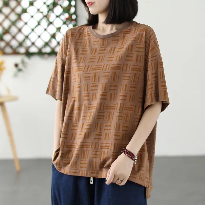 Футболка женская хлопковая большого размера с короткими рукавами, женская летняя свободная футболка с тонким животом и разрезом