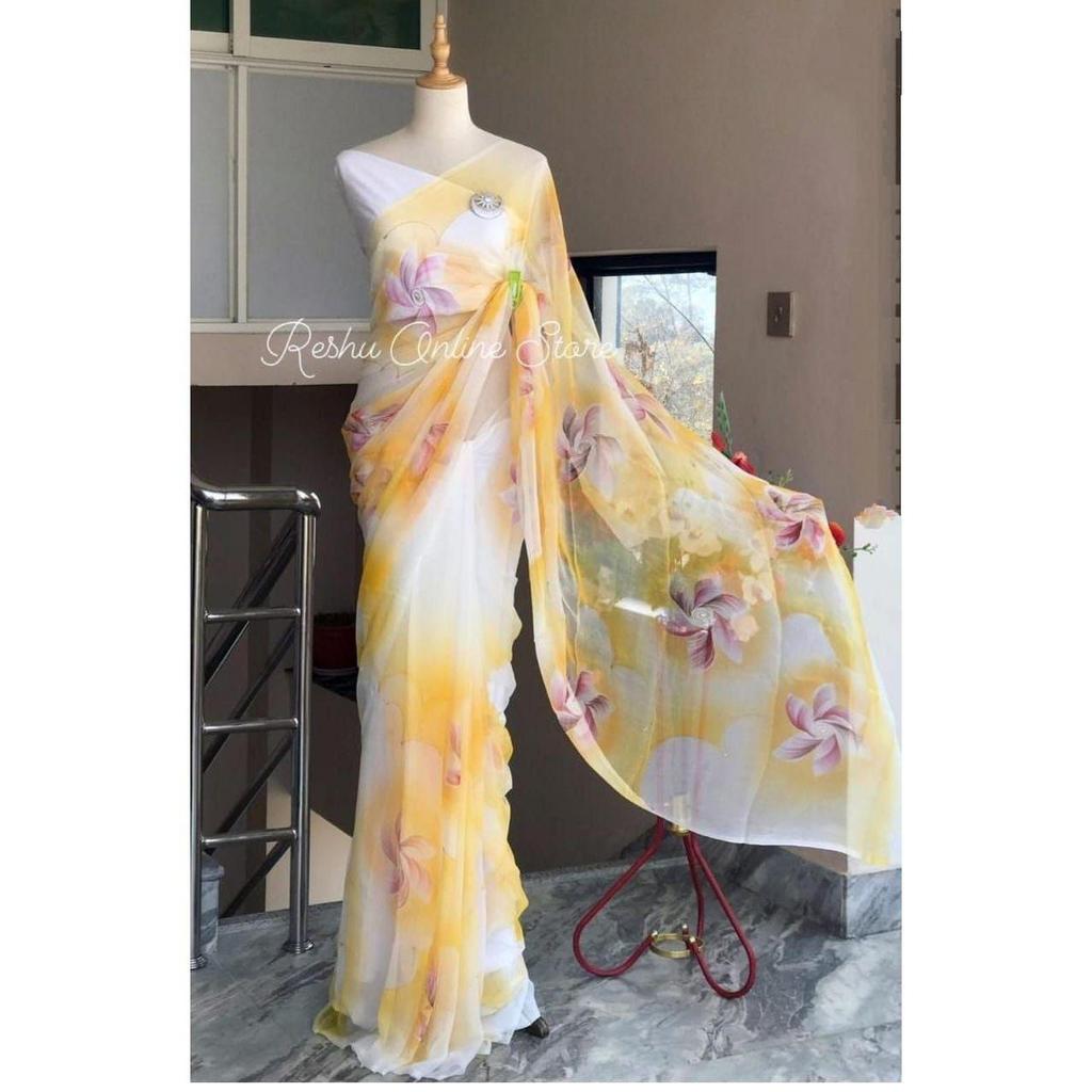 Stylish Casual Wear & Office Wear Saree for Women, Blouse (Need To Be Stitched As Per Size And Fit)