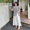 Large size women's clothing sweet lace embroidered crew neck T-shirt summer new beaded loose top 262577