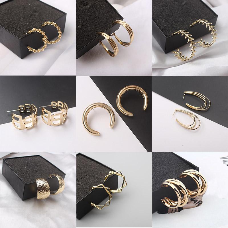 Gold Metal Dangle Earrings Punk Personality C-shaped Women Drop Earrings Hollow Geometric Statement Fashion Ear Jewelry