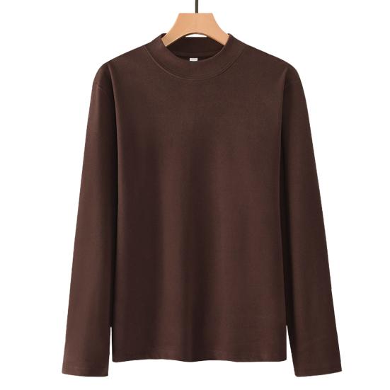 Thermal Shirt Men Women Long Sleeve Round Neck Thickened T-shirt Warm Casual Tee Pullover for Autumn Winter Outdoors Daily Wear