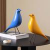 Wooden Bird Ornament Solid Color Bird Figurine Minimalist Tabletop Bird Statue for Living Room