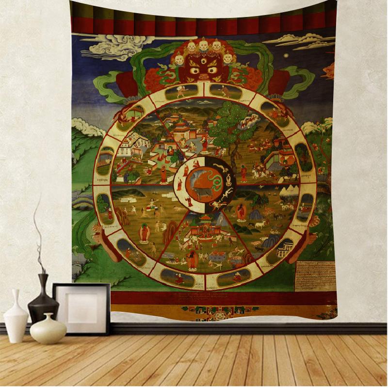 Индийская статуя Будды, древний буддийский гобелен, гостиная, спальня, настенная медитация, психоделическая йога, настенный подвес в богемном стиле