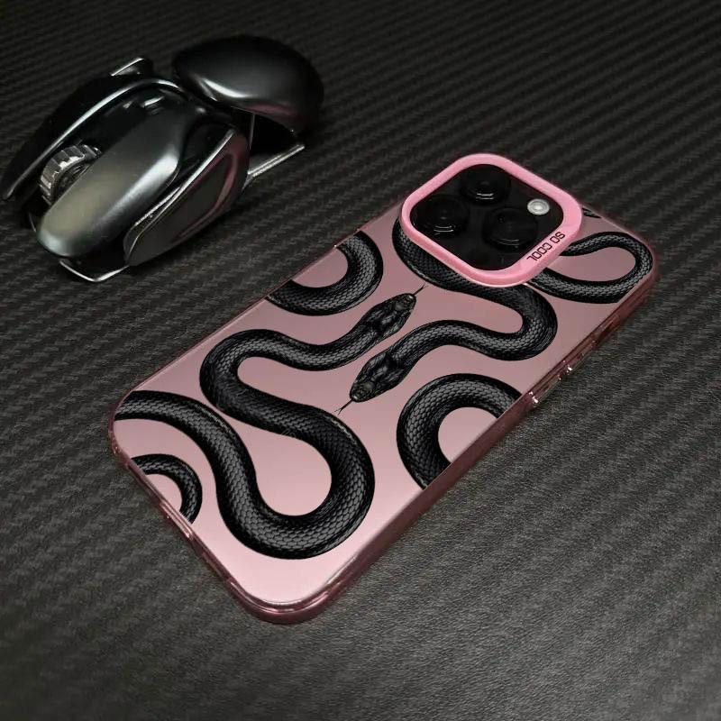 Стильный и модный черный чехол-змея для iPhone 17 Pro, лазерный чехол 16/15 мм, 14 см, противоударный для Apple 12 11Xs Max