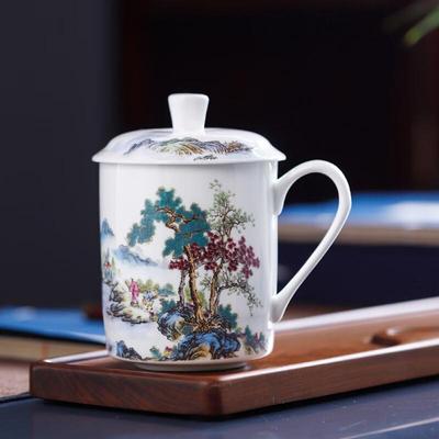Керамическая офисная чайная чашка Changnan Jingdezhen с крышкой