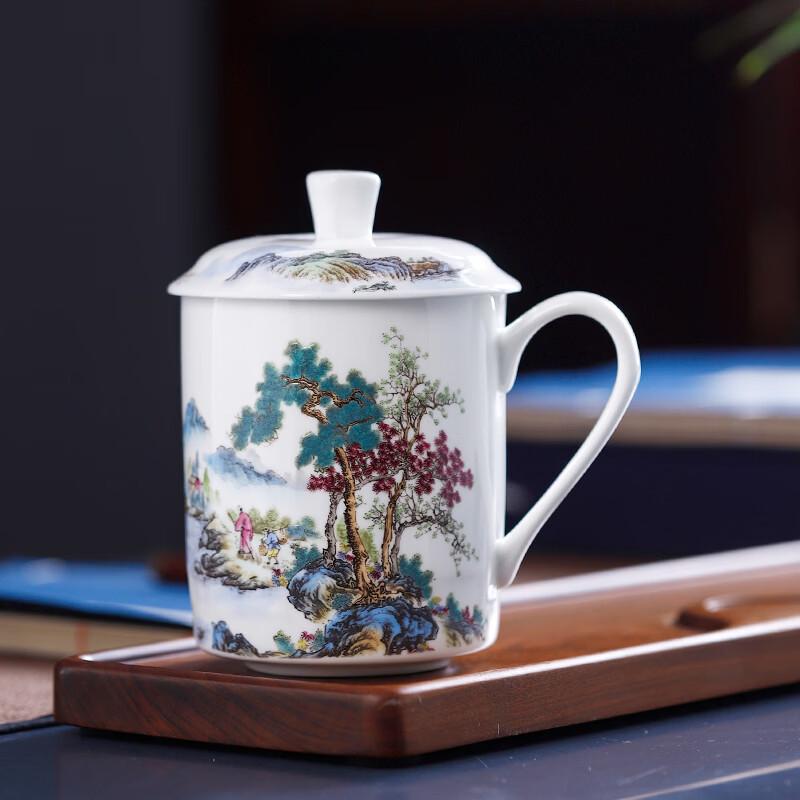 Керамическая офисная чайная чашка Changnan Jingdezhen с крышкой