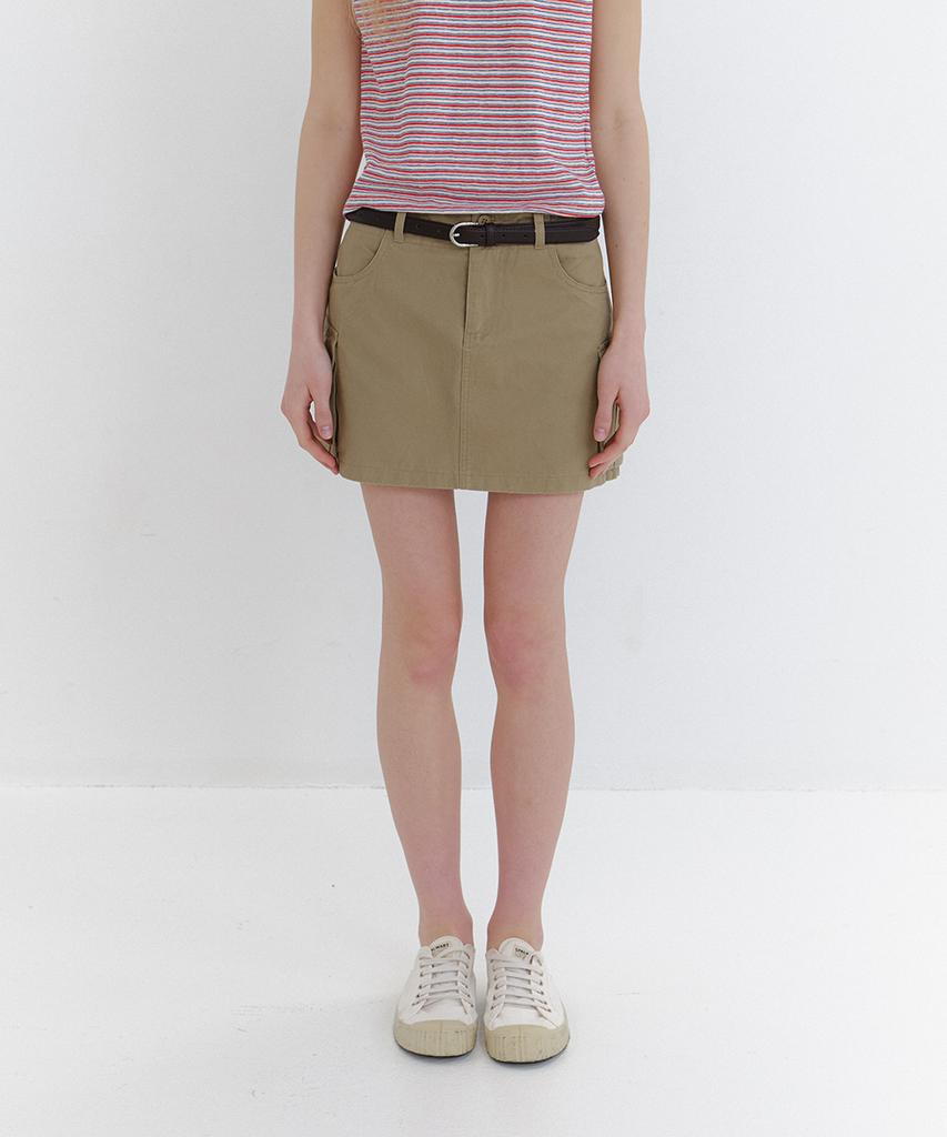 Laminez Pocket Cargo Skirt - Beige