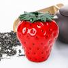 Ceramic Airtight Jar Tea Caddy Strawberry Shape Farmhouse Beans Sugar Multipurpose Flour Storage