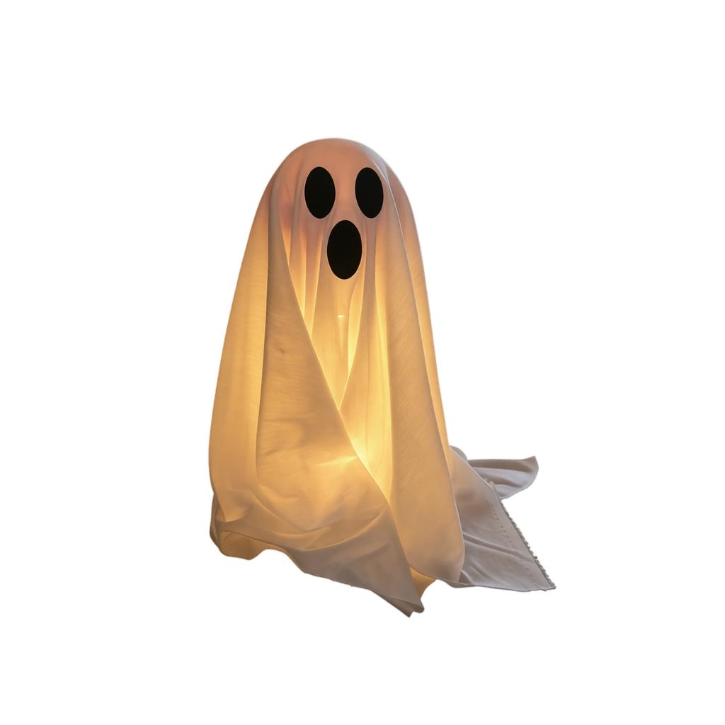 Light Up Ghost Decoration for Indoor Outdoor Use Halloween Themed Fabric Ghost Figure with LED Illumination for Party Home Yard Display