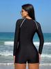 Женский 24-летний горячий цельный купальник с длинным рукавом на молнии для дайвинга и серфинга с защитой от солнца - стиль Европы и Америки