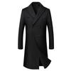 Winter Woolen Coat Trench Coat Men's Long Knee Double-breasted Cotton Thickened Coat Men's Coat